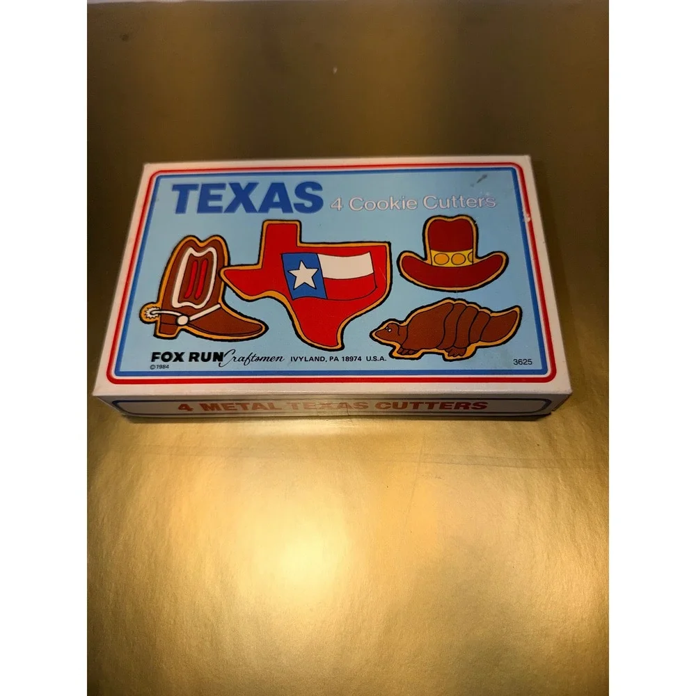 Vintage 1984 Fox Run Craftsmen Texas Metal Cookie Cutter‎ Set 4 Piece 3625 USA